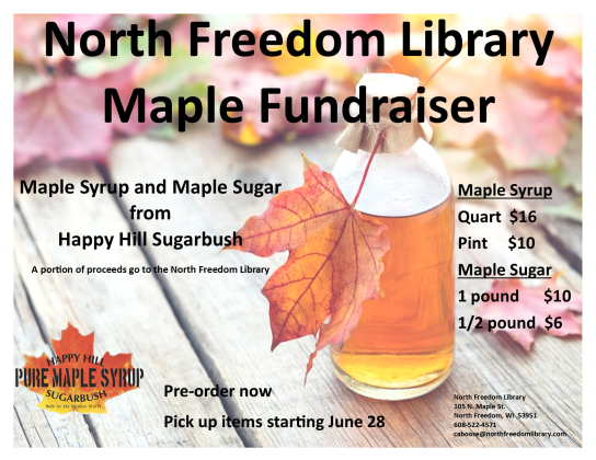 maple syrup and maple sugar sale as a fundraiser for the library