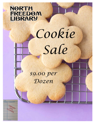 cookie fundraiser sale at library, $9 per dozen